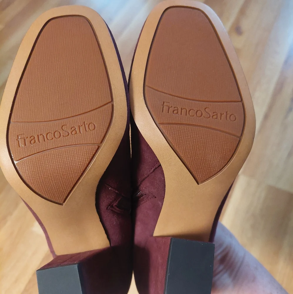 Franco Sarto Burgundy Suede Booties Size 6